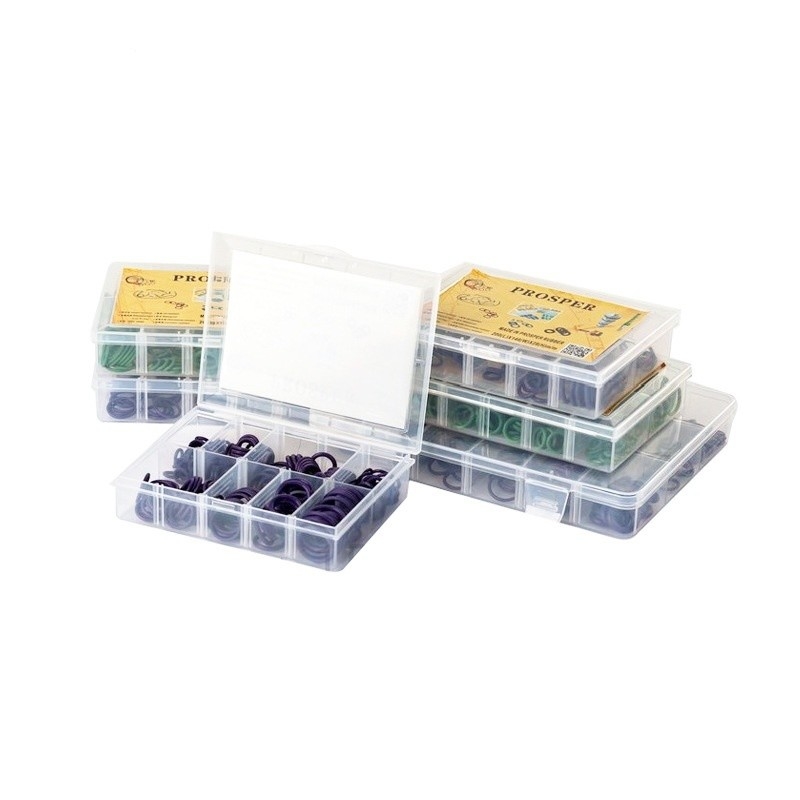 Hộp trong suốt Black NBR O-Ring Repair Kit for Red Yellow Blue Air Conditioning Auto Butyl Rubber