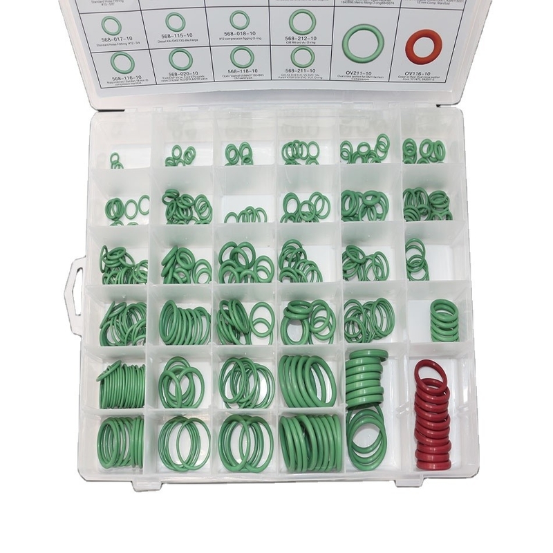 Màu xanh lá cây NBR Máy điều hòa không khí ô tô O-Ring Kits 270pcs 18 kích cỡ Hình dạng vẽ 3D / 2D