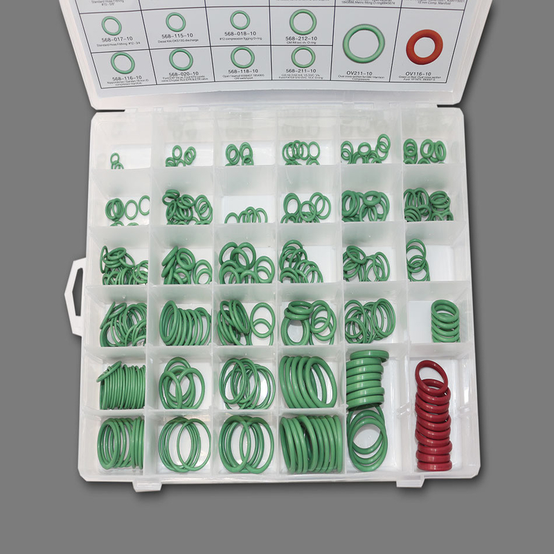 Màu xanh lá cây NBR Máy điều hòa không khí ô tô O-Ring Kits 270pcs 18 kích cỡ Hình dạng vẽ 3D / 2D