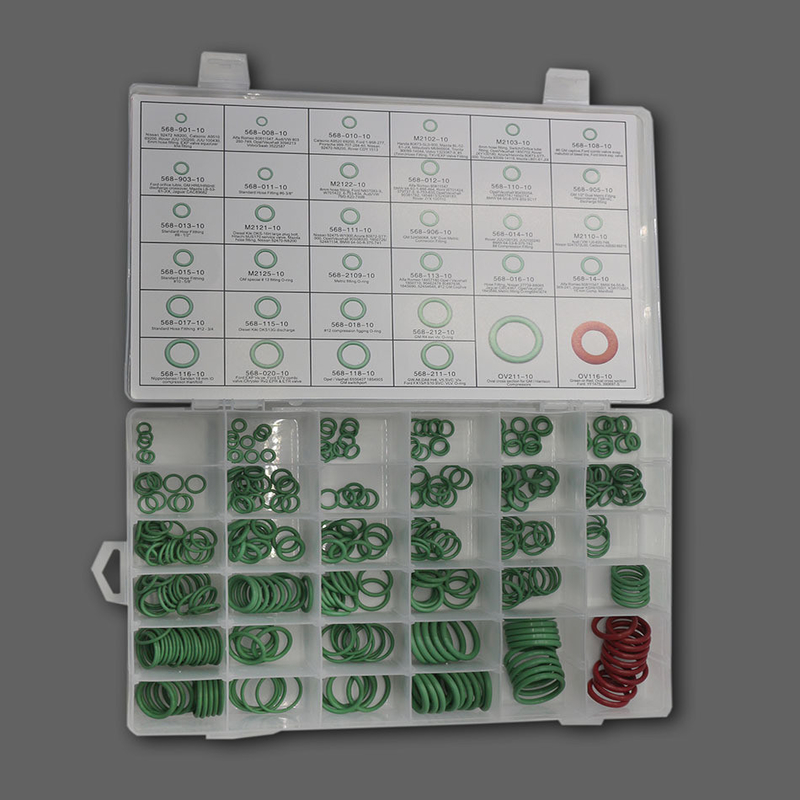 Màu xanh lá cây NBR Máy điều hòa không khí ô tô O-Ring Kits 270pcs 18 kích cỡ Hình dạng vẽ 3D / 2D